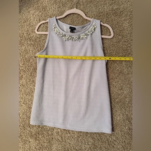 Ann Taylor Factory | Lilac Pearl Beaded Neck Sleeveless Top Blouse | Size S - Picture 3 of 6